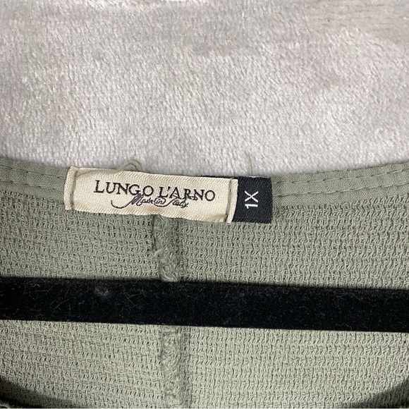 Lungo L'arno Italy Linen Boxy Mixed Media Lagenlook Blouse Sz 1X Green - Picture 5 of 7